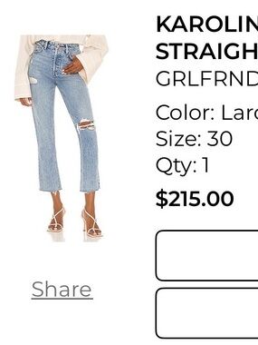 GRLFRND Karolina High-Rise Straight Jeans — Light Blue Distressed